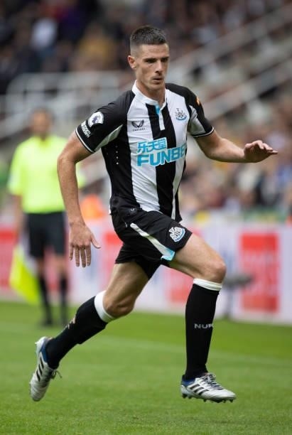 Ciaran Clark of Newcastle United in action during the Premier League match between Newcastle United and West Ham United at St. James Park on August...