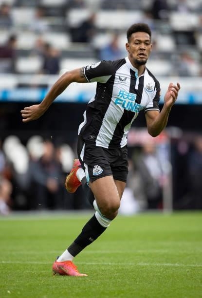 Joelinton of Newcastle United in action during the Premier League match between Newcastle United and West Ham United at St. James Park on August 15,...