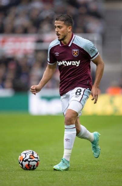 Pablo Fornals of West Ham United in action during the Premier League match between Newcastle United and West Ham United at St. James Park on August...