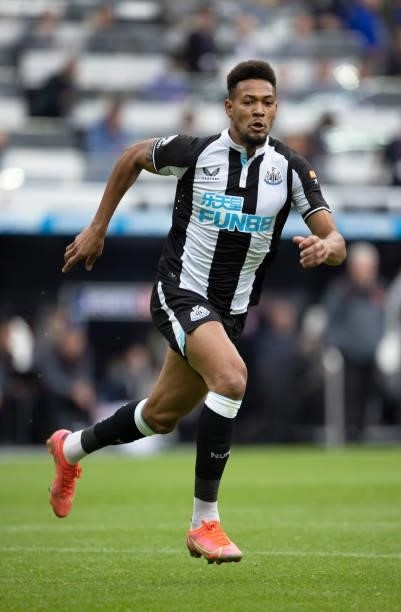 Joelinton of Newcastle United in action during the Premier League match between Newcastle United and West Ham United at St. James Park on August 15,...