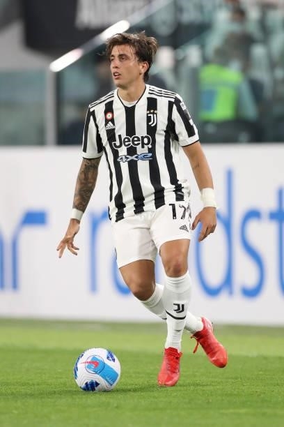 Luca Pellegrini of Juventus during the Pre-Season Friendly between Juventus FC and Atalanta BC at Allianz Stadium on August 14, 2021 in Turin, Italy.
