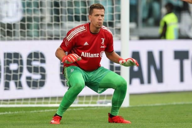 Wojciech Szczesny of Juventus during the warm up prior to the Pre-Season Friendly between Juventus FC and Atalanta BC at Allianz Stadium on August...