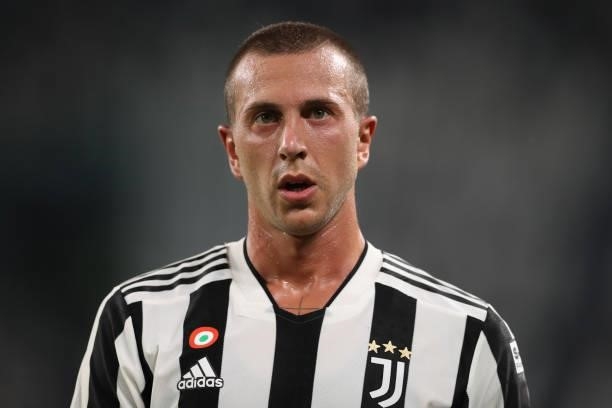 Federico Bernardeschi of Juventus reacts during the Pre-Season Friendly between Juventus FC and Atalanta BC at Allianz Stadium on August 14, 2021 in...