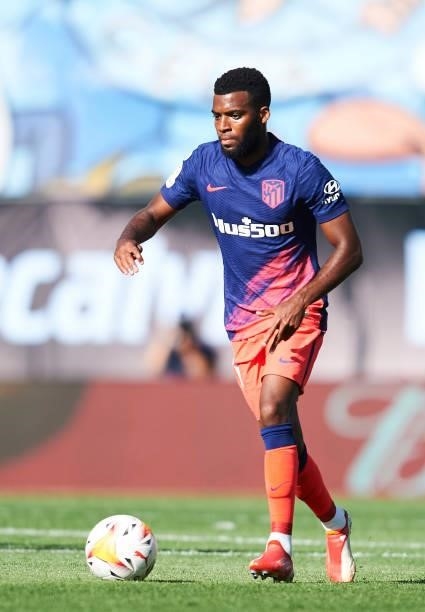 Thomas Lemar of Club Atletico de Madrid in action during the LaLiga Santander match between RC Celta de Vigo and Club Atletico de Madrid at...