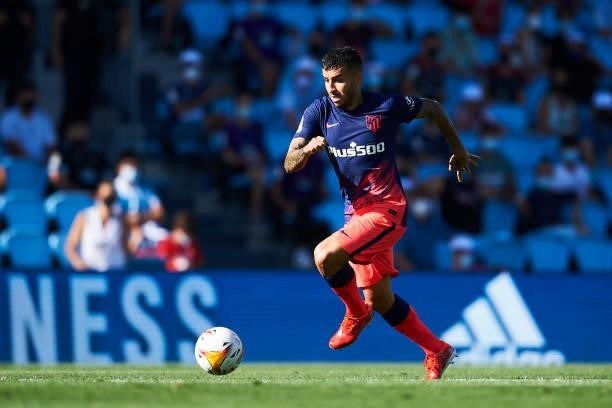 Angel Correa of Club Atletico de Madrid in action during the LaLiga Santander match between RC Celta de Vigo and Club Atletico de Madrid at...