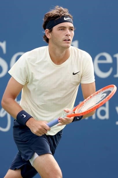 Taylor Fritz plays Albert Ramos-Vinolas of Spain during the Western & Southern Open at Lindner Family Tennis Center on August 16, 2021 in Mason, Ohio.