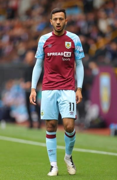 Dwight McNeil of Burnley looks on during the Premier League match between Burnley and Brighton & Hove Albion at Turf Moor on August 14, 2021 in...