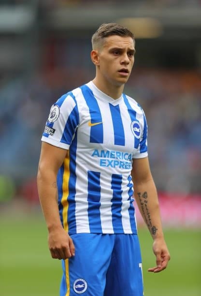 Leandro Trossard of Brighton & Hove Albion looks on during the Premier League match between Burnley and Brighton & Hove Albion at Turf Moor on August...