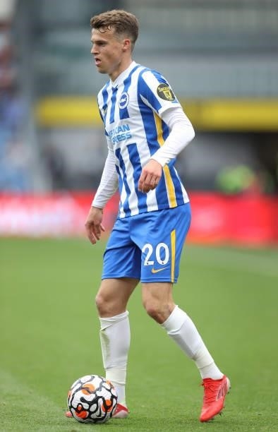 Solly March of Brighton & Hove Albion during the Premier League match between Burnley and Brighton & Hove Albion at Turf Moor on August 14, 2021 in...