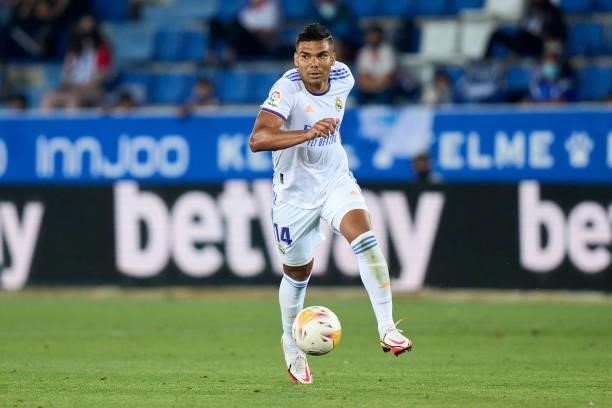 Casemiro of Real Madrid CF in action during the La Liga Santader match between Deportivo Alaves and Real Madrid CF at Stadium Mendizorroza on August...