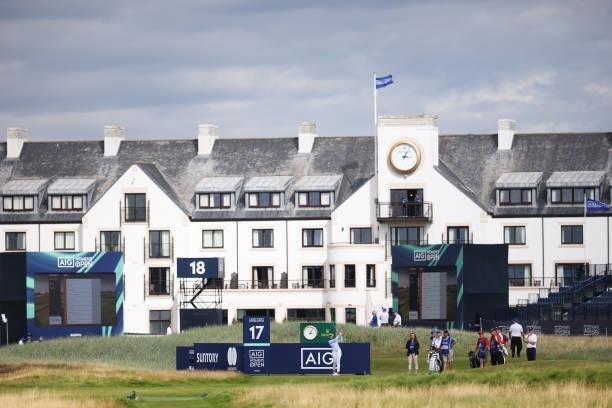 Patty Tavatanakit of Thailand tees off on the seventeenth hole during the Pro-AM prior to the AIG Women's Open at Carnoustie Golf Links on August 17,...