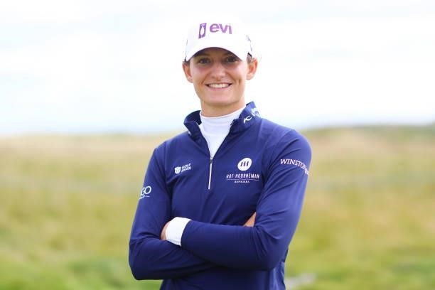 Anne van Dam of The Netherlands poses for a photo during the Pro-AM prior to the AIG Women's Open at Carnoustie Golf Links on August 17, 2021 in...