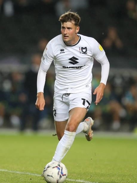 Ethan Robson of Milton Keynes Dons in action during the Sky Bet League One match between Milton Keynes Dons and Charlton Athletic at Stadium mk on...