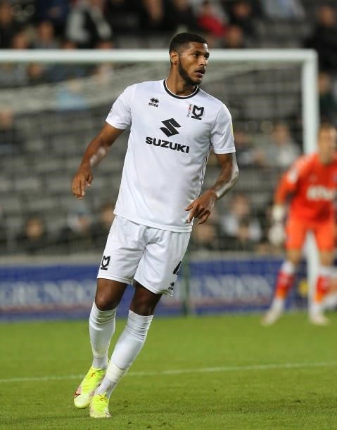 Zak Jules of Milton Keynes Dons in action during the Sky Bet League One match between Milton Keynes Dons and Charlton Athletic at Stadium mk on...