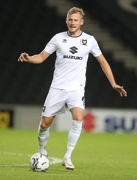 Harry Darling of Milton Keynes Dons in action during the Sky Bet League One match between Milton Keynes Dons and Charlton Athletic at Stadium mk on...