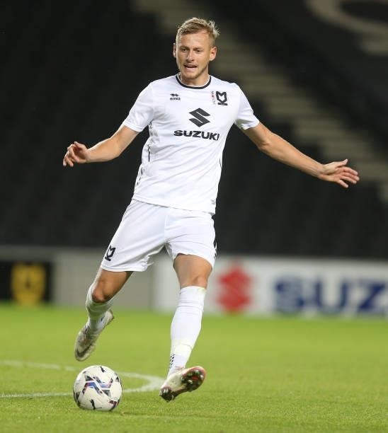 Harry Darling of Milton Keynes Dons in action during the Sky Bet League One match between Milton Keynes Dons and Charlton Athletic at Stadium mk on...