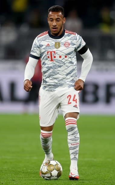 Corentin Tolisso of Muenchen runs with the ball during the Supercup 2021 match between FC Bayern München and Borussia Dortmund at Signal Iduna Park...