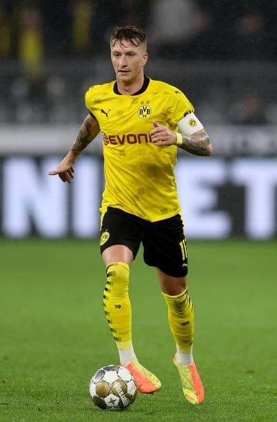 Marco Reus of Dortmund runs with the ball during the Supercup 2021 match between FC Bayern München and Borussia Dortmund at Signal Iduna Park on...
