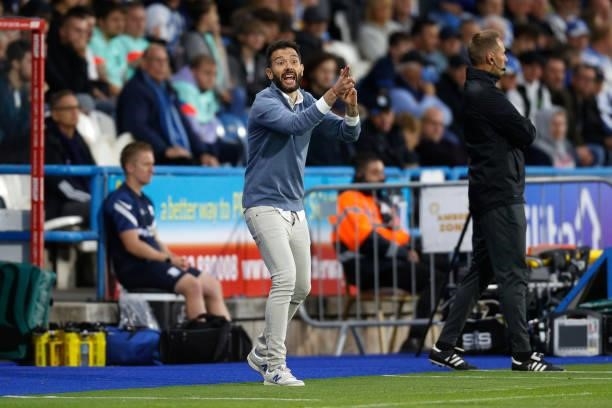 Carlos Coberán the Head Coach of Huddersfield Town during the Sky Bet Championship match between Huddersfield Town and Preston North End at Kirklees...