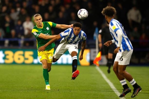 Levi Colwill of Huddersfield Town during the Sky Bet Championship match between Huddersfield Town and Preston North End at Kirklees Stadium on August...