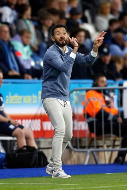 Carlos Coberán the Head Coach of Huddersfield Town during the Sky Bet Championship match between Huddersfield Town and Preston North End at Kirklees...