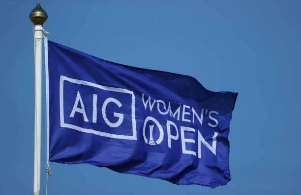 Flag flutters in the wind during the Pro-Am prior to the AIG Women's Open at Carnoustie Golf Links on August 18, 2021 in Carnoustie, Scotland.