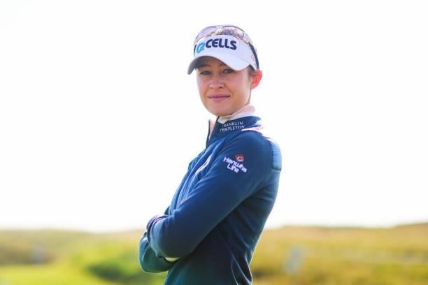 Nelly Korda of The United States poses for a photo during the Pro-Am prior to the AIG Women's Open at Carnoustie Golf Links on August 18, 2021 in...