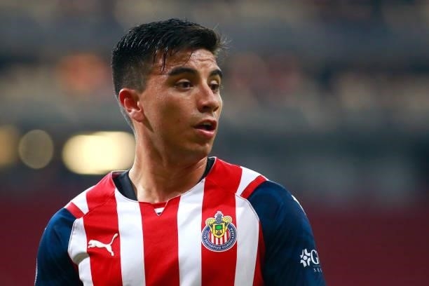 Fernando Beltran of Chivas looks on during the 5th round match between Chivas and Leon as part of the Torneo Grita Mexico A21 at Akron Stadium on...