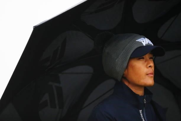 Celine Boutier of France looks on during Day One of the AIG Women's Open at Carnoustie Golf Links on August 19, 2021 in Carnoustie, Scotland.