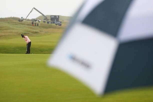 Emily Kristine Pedersen of Denmark putts during Day One of the AIG Women's Open at Carnoustie Golf Links on August 19, 2021 in Carnoustie, Scotland.