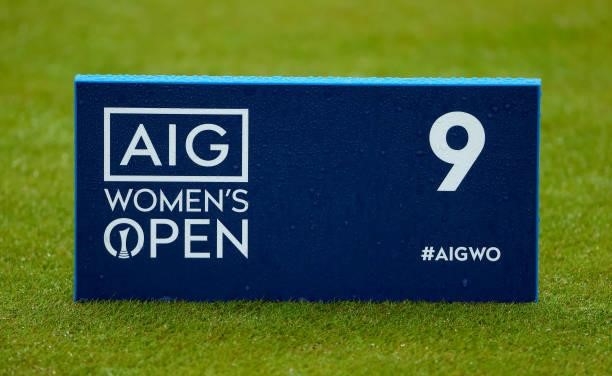 General view of a tee marker during the first round of the AIG Women's Open at Carnoustie Golf Links on August 19, 2021 in Carnoustie, Scotland.