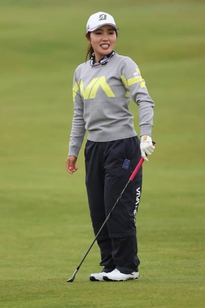 Ayaka Furue of Japan looks on from the second hole during Day One of the AIG Women's Open at Carnoustie Golf Links on August 19, 2021 in Carnoustie,...