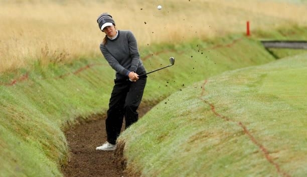 Sarah Schmelzel of The United States plays her second shot on the 12th hole during the first round of the AIG Women's Open at Carnoustie Golf Links...