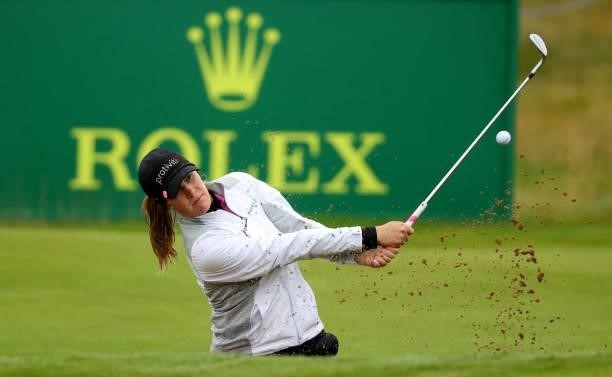 Jennifer Kupcho of The United States plays her second shot on the 8th hole during the first round of the AIG Women's Open at Carnoustie Golf Links on...