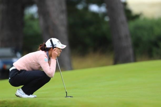 In Gee Chun of South Korea lines up a putt on the thirteenth green during Day One of the AIG Women's Open at Carnoustie Golf Links on August 19, 2021...