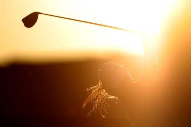 General view as a player takes a shot during a practice round prior to the AIG Women's Open at Carnoustie Golf Links on August 17, 2021 in...