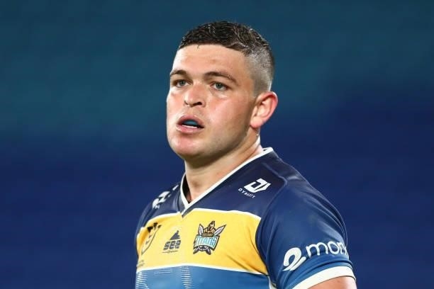 Ash Taylor of the Titans looks on during the round 23 NRL match between the Gold Coast Titans and the Melbourne Storm at Cbus Super Stadium, on...