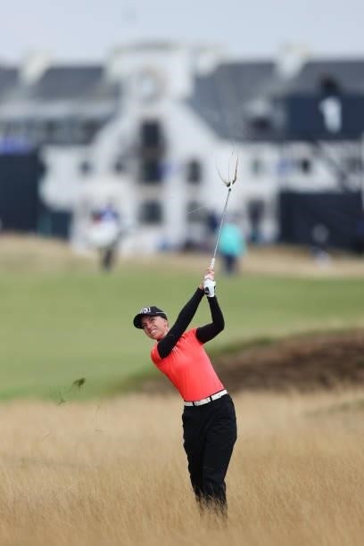 Sophia Popov of Germany plays her second shot on the fourth hole during Day One of the AIG Women's Open at Carnoustie Golf Links on August 19, 2021...