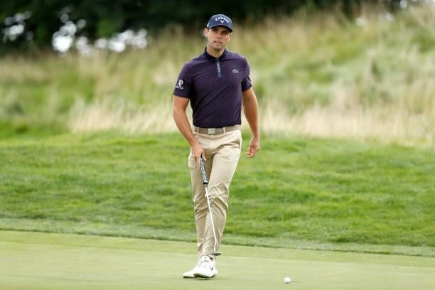Adri Arnaus of Spain looks on from the seventh hole during Day One of The D+D Real Czech Masters at Albatross Golf Resort on August 19, 2021 in...