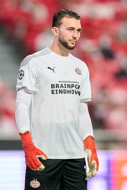 Joel Drommel of PSV Eindhoven looks on during the UEFA Champions League Play-Offs Leg One match between SL Benfica and PSV Eindhoven at Estadio da...