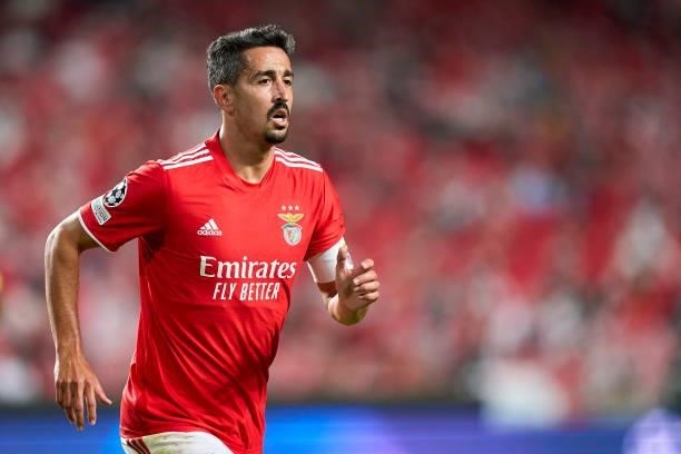 Andre Almeida of SL Benfica looks on during the UEFA Champions League Play-Offs Leg One match between SL Benfica and PSV Eindhoven at Estadio da Luz...