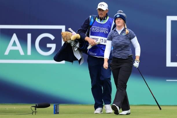 Ingrid Lindblad of Sweden leaves the first tee during Day One of the AIG Women's Open at Carnoustie Golf Links on August 19, 2021 in Carnoustie,...