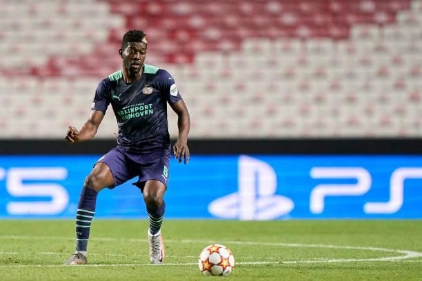 Ibrahim Sangare of PSV Eindhoven in action during the UEFA Champions League Play-Offs Leg One match between SL Benfica and PSV Eindhoven at Estadio...