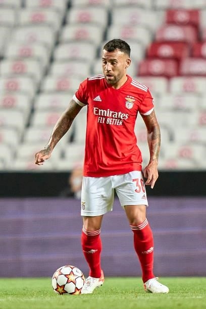 Nicolas Otamendi of SL Benfica in action during the UEFA Champions League Play-Offs Leg One match between SL Benfica and PSV Eindhoven at Estadio da...