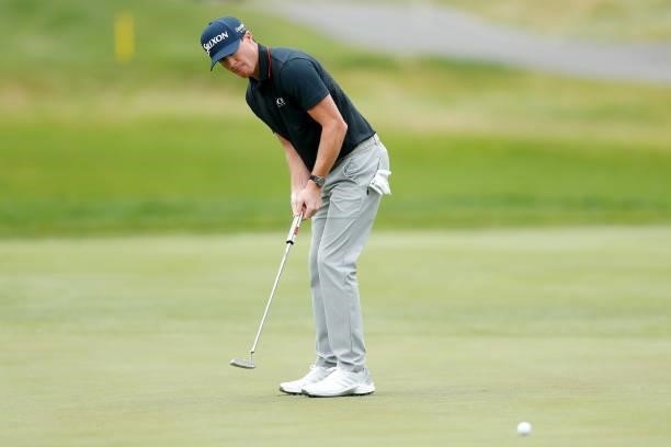 Sean Crocker of United States putts a shot on the seventh hole during Day One of The D+D Real Czech Masters at Albatross Golf Resort on August 19,...