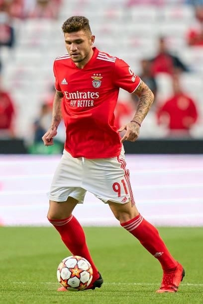 Morato of SL Benfica in action during the UEFA Champions League Play-Offs Leg One match between SL Benfica and PSV Eindhoven at Estadio da Luz on...