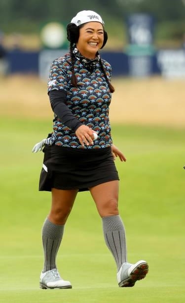 Christina Kim of the USA on the 16th green during the first round of the AIG Women's Open at Carnoustie Golf Links on August 19, 2021 in Carnoustie,...