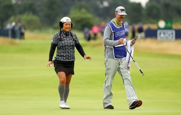 Christina Kim of the USA on the 16th green during the first round of the AIG Women's Open at Carnoustie Golf Links on August 19, 2021 in Carnoustie,...