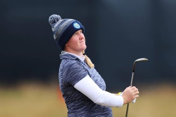 Ingrid Lindblad of Sweden plays her second shot on the sixth hole during Day One of the AIG Women's Open at Carnoustie Golf Links on August 19, 2021...