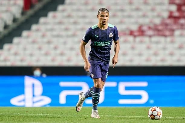 Armando Obispo of PSV Eindhoven in action during the UEFA Champions League Play-Offs Leg One match between SL Benfica and PSV Eindhoven at Estadio da...